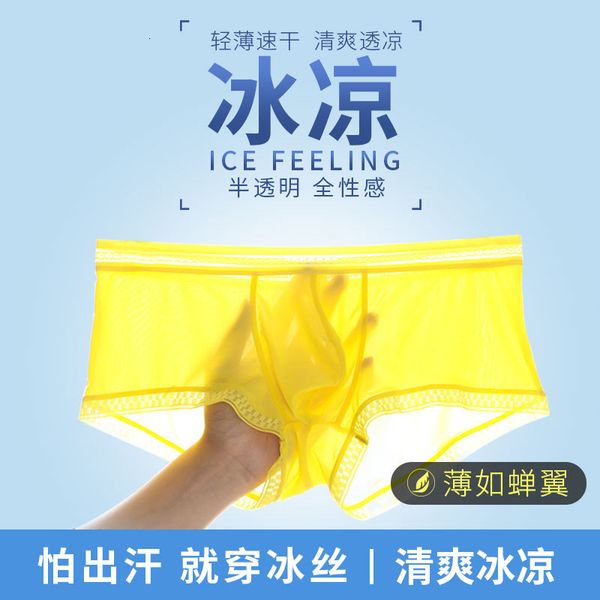 

men's underwear underpants translucent ice silk boxer young, Black;white