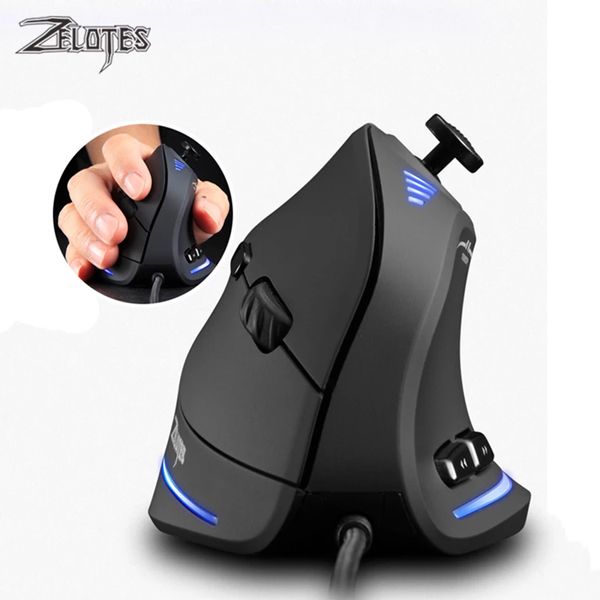 ZELOTES Vertikale Gaming-Maus, programmierbar, 11 Tasten, USB, kabelgebunden, optische RGB-Fernbedienung, ergonomische Maus, Gamer-Mäuse, PUBG, LOL