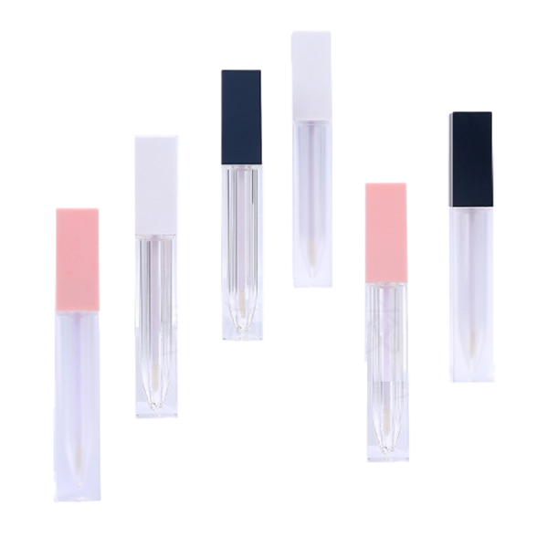 

square clear frost cosmetic packaging bottle 7ml empty plastic lip glaze container matte pink white lid 30pieces gloss tubes storage bottles