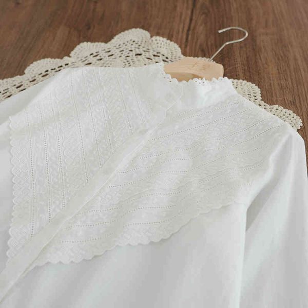 

women's blouses & shirts lamtrip unique geometric v embroidery lacing cotton 100% white shirt blouse 2021 summer m80x
