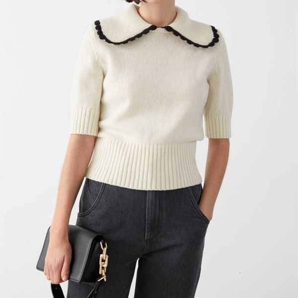 

women's sweaters sweaters half sleeve sweater women two colors sweet peter pan collar jumper and 1axi, White;black