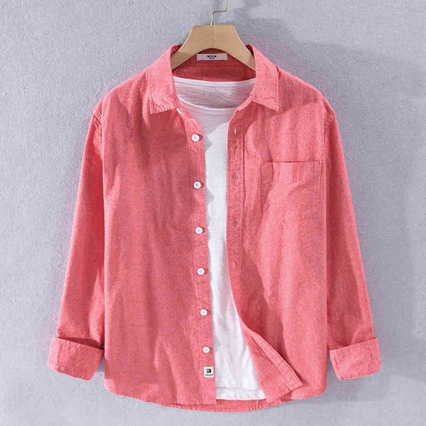 

men's t-shirts four seasons simple casual long-sleeved solid watermelon color shirts for men pure cotton all-match fit shirt mens 3uyr, White;black