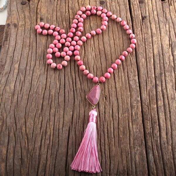 

pendant necklaces md fashion bohemian jewelry stones knotted stone links tassel for women boho jewelryes lariat necklace, Silver