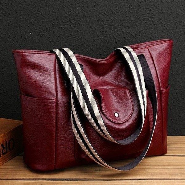 

evening bags classic pu leather tote bag for women casual zipper handle designer vintage handbags brands