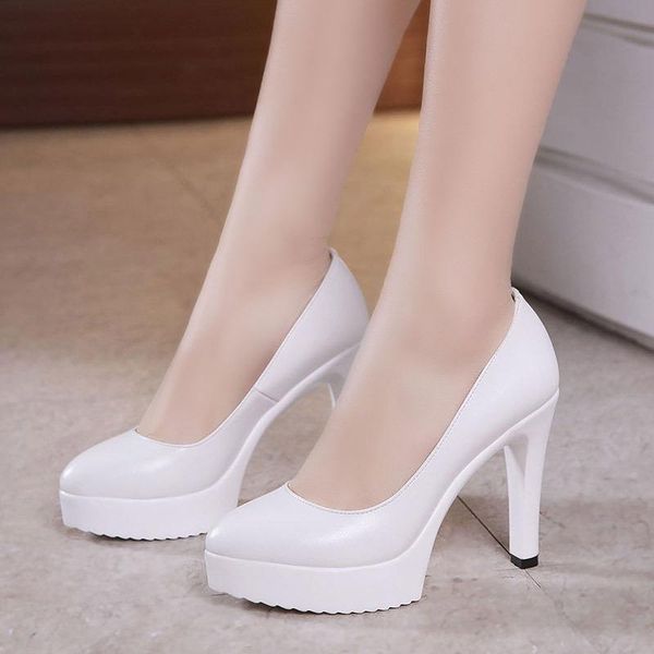 

dress shoes 2021 professional women's high heels white model cheongsam catwalk interview tip ceremonial work women, Black