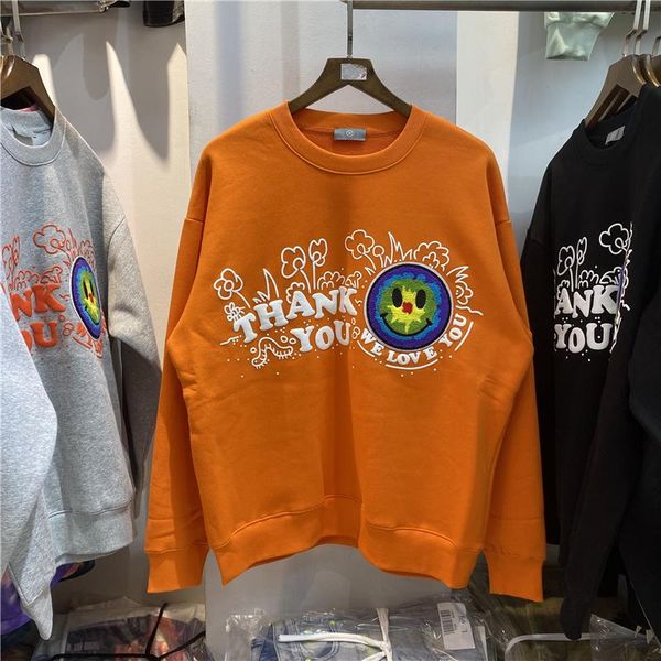 

men's hoodies & sweatshirts 3d foam printing men towel embroidery earth pattern plus fleece crewneck women sweatshirt, Black