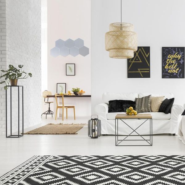 

wall stickers 12pcs hexagonal acrylic mirrors home decor living room diy modern art mirror mural decoration 4x4cm (silver)