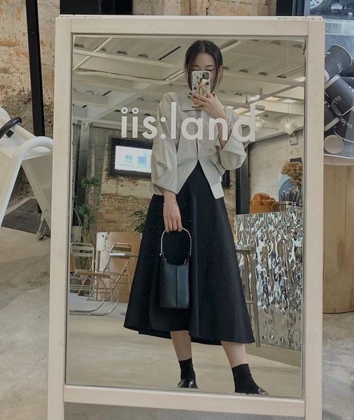 

skirts 2021 autumn korean slim high waist a-line simple pocket skirt, Black