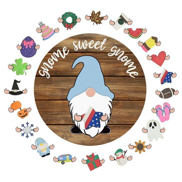 

novelty items gnome interchangeable all season welcome sign in home decor rustic farmhouse front door wreath for 1set