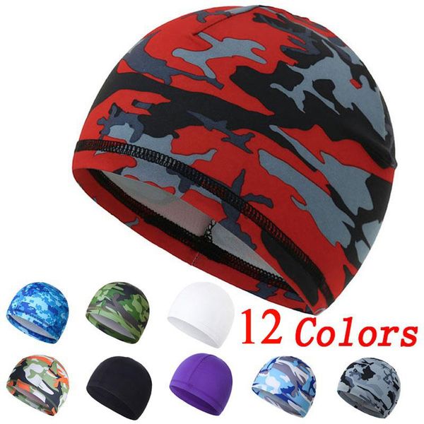 

colors summer absorb sweat breathable elastic bicycle helmet cap camouflage outdoor sport quick-dry for women men cycling caps & masks, Black