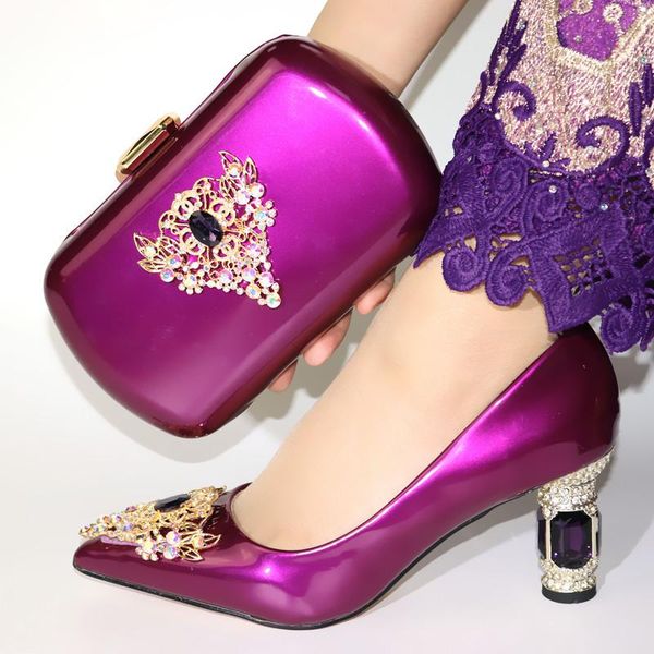 

dress shoes fashion style 2021 coming italian matching shoe and bag set african wedding purple sets for lady, Black