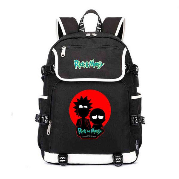 

animated rick & morty backpack usb rechargeable schoolbag for boys and girls