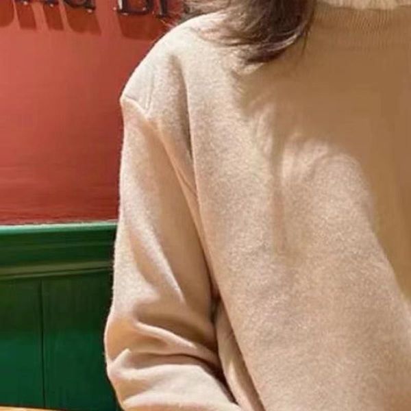 

women's sweaters 2021 autumn / winter pullovers stitching lotus leaf turteneck collar embroidery letter sweater women, White;black