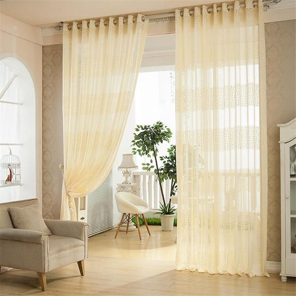 

curtain & drapes [custom] gyv1089 1pc geometric sheer voile tulle curtains living room kitchen bedroom home decorative window
