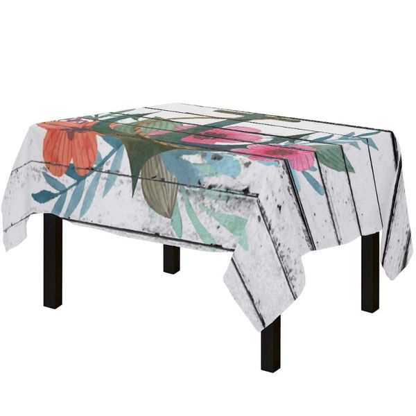

table cloth oilproof wood grain anchor watercolor flowers tablecloth wedding kitchen decor christmas