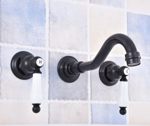 

bathroom sink faucets black oil rubbed bronze widespread wall-mounted tub 3 holes dual handles kitchen basin faucet mixer tap asf497