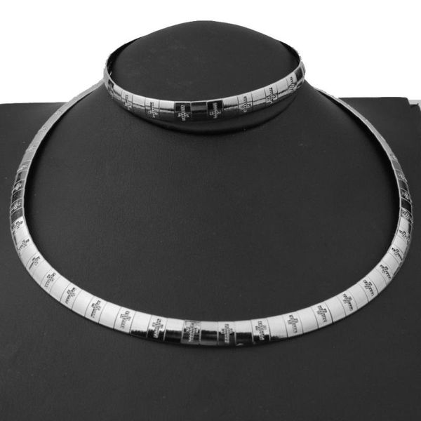

earrings & necklace 8mm trendy gift stainless steel silver color cross choker collar chain men women 18" bracelet 8" jewelry sets