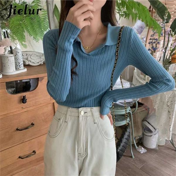 

jielur autumn winter sweater women slim solid color basic primer pull femme chic pullovers jumper soft black knitted sweaters 211217, White;black