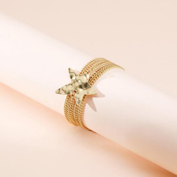 

bangle alloy bracelet creative geometric five-pointed star multilayer thin chain magnetic buckle wholesale, Black