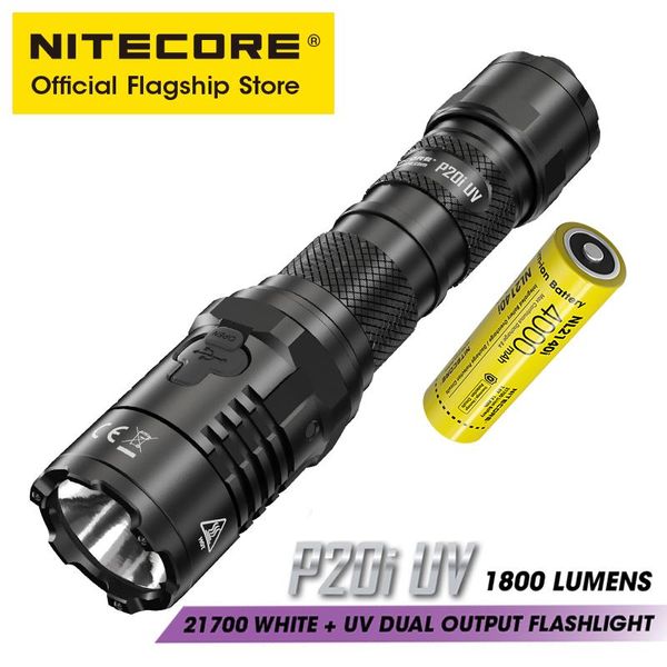

flashlights torches nitecore p20i uv 1800 lumens self defensetactical rechargeable dual light source searchlight with nl2140i bat