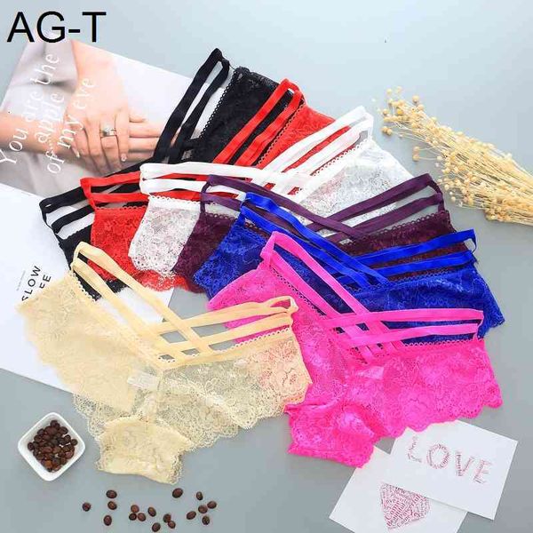 

gumprun 1pcs hollow rose printing cross straps briefs transparent underwear women seamless panties, Black;pink