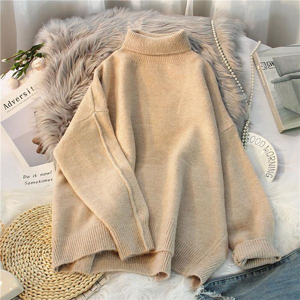 

women's sweaters ebaihui sweater women solid color turtleneck pullover thick winter clothes knit korean fashion jumper split batwing sl, White;black