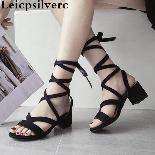 

dress shoes summer mid heel strap rome fringed women's sandals toe leggings, Black