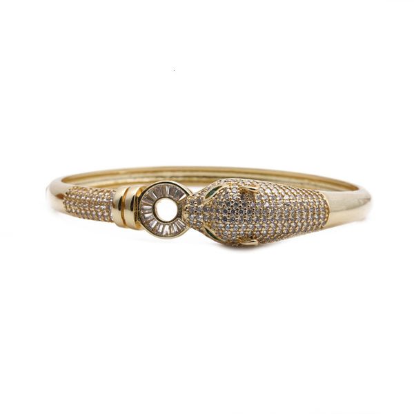 

bangles bracelet headwear fashion zircon leopard head bangle, Black