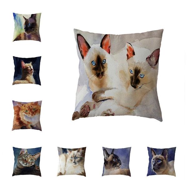 

cushion/decorative pillow creative siamese cat cushion cover 45cm polyester peach skin print on one side printing pillowcase home sofa chair