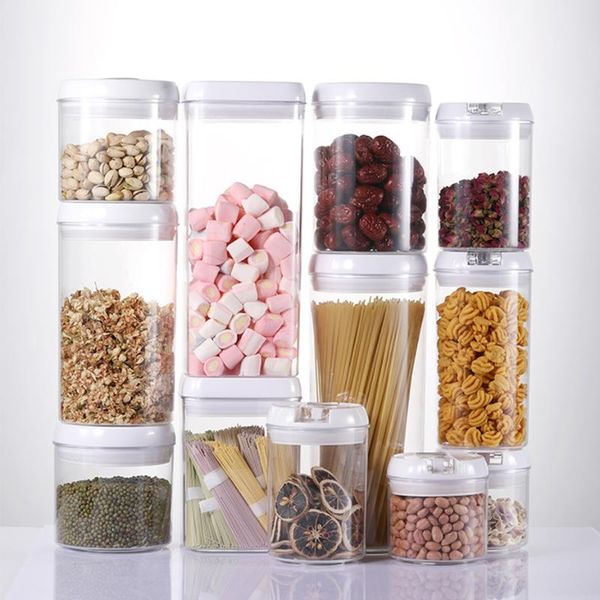 

storage bottles & jars round/square shape box plastic dried grains rice tank transparent sealed kicthen container