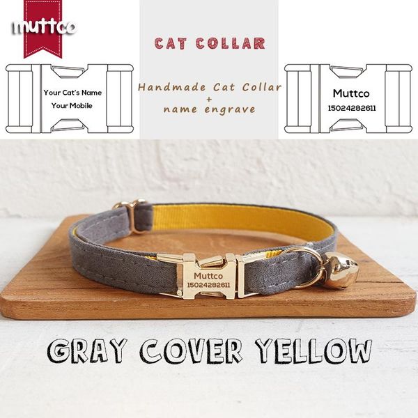 

cat collars & leads muttco retail handmade engraved metal buckle collar for the gray cover yellow design 2 sizes ucc026j