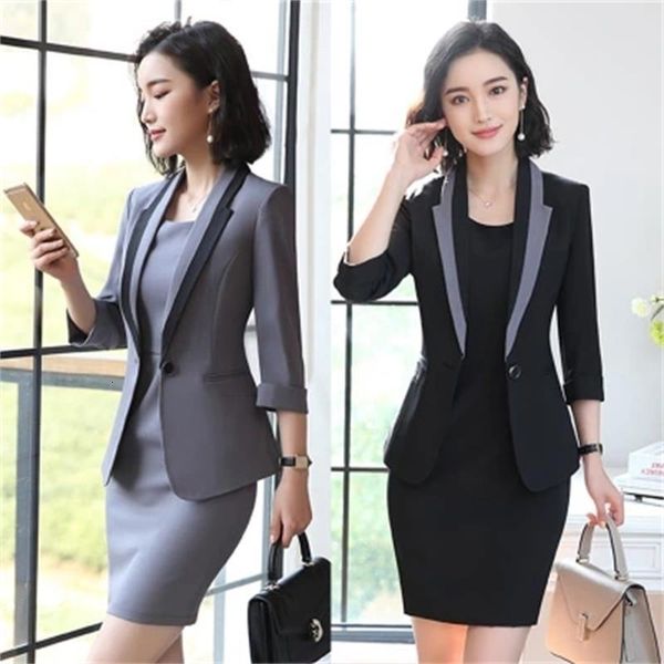 

work dresses ladies suit for full sleeve blazer sleeveless 2 pieces set for businesss women 001 c01f, White;black