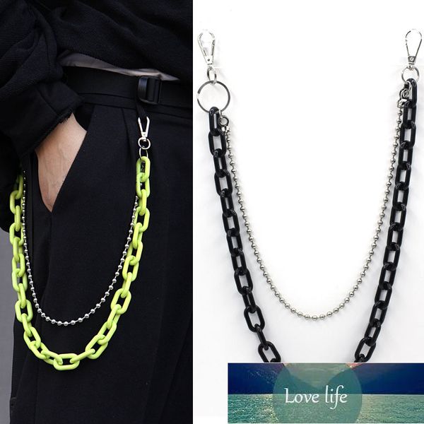 

fashion man women belt punk hip-hop trendy two layers belt key chain waist pants chain jeans long metal clothing accessories factory price e, Silver
