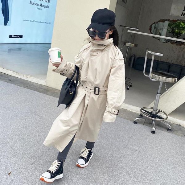 

coat korea style baby girllong trench children 2021 spring autumn fashion loose coats kids windbreaker teenage wz339, Blue;gray