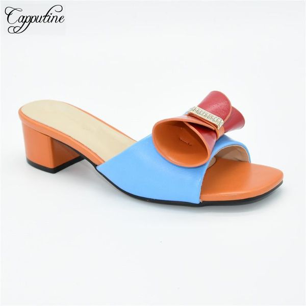 

dress shoes pretty orange with sky blue african lady slipper for wedding/party 88-31 heel height 5cm, Black