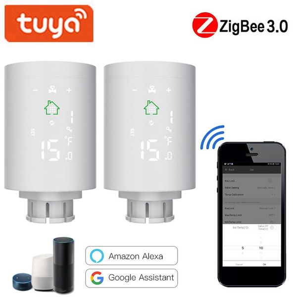 

smart home control tuya zigbee3.0 radiator actuator programmable thermostatic valve temperature controller voice via alexa