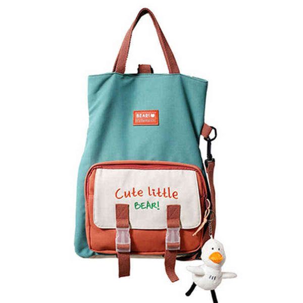 

women's multi-purpose double shoulder diagonal backpack 2021 new shopping for college students to class foldable shoulder bag y1105