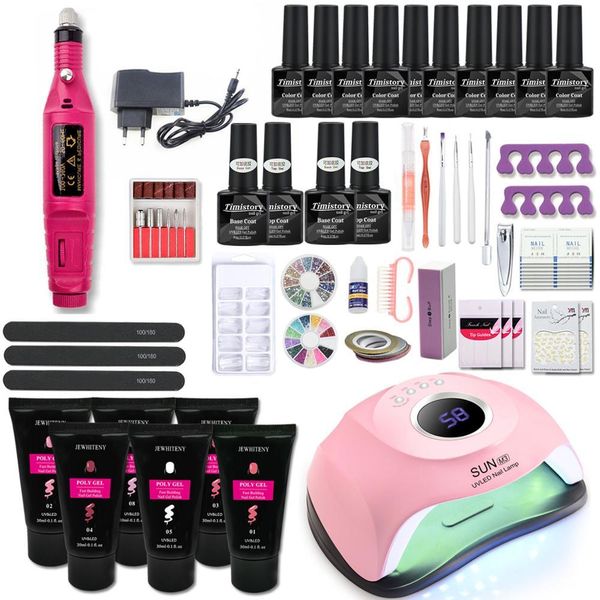 

poly kit manicure with led lamp set uv varnishes hybrid for extension acrylic gel polish nail art