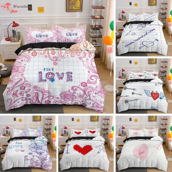 

bedding sets lover couple duvet cover set romantic valentine's day heart king  double comforter with pillowcase