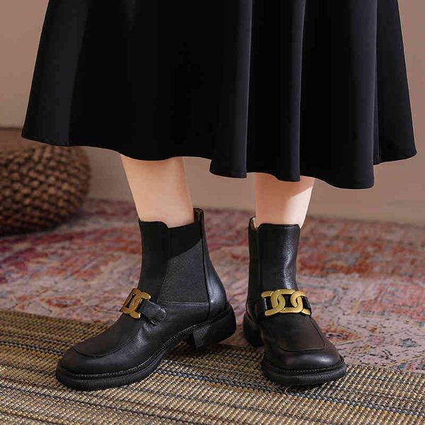 

dress shoes botas femininas com salto quadrado confortÃ¡vel, novo, decoraÃ§Ã£o de metal, ponta redonda, preto, outono e inverno, yh03, Black