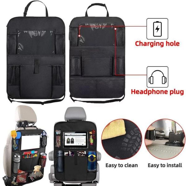 

car organizer oxford cloth rear seats storage bagback bag mesh net multi-pocket mobile phone