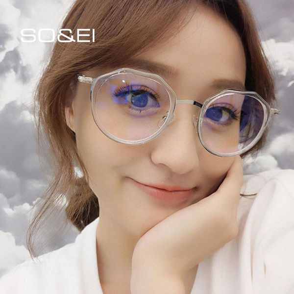 

fashion sunglasses frames so&ei retro irregular men women glasses frame classic metal clear lens eyewear ladies optical eyeglasses, Black