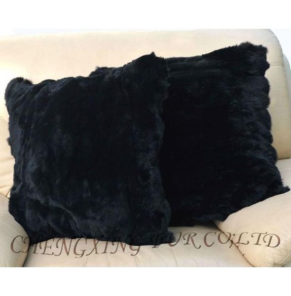 

pillow case cx-d-25b 40x40cm home bed real rex fur cover black