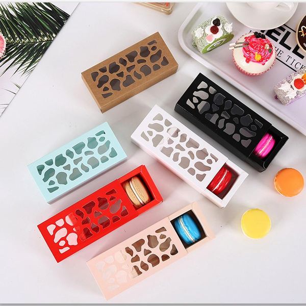 

10pcs/set macaron box hollow cardboard dawer for 4 macarons party supplies wedding favors gift boxes wrap
