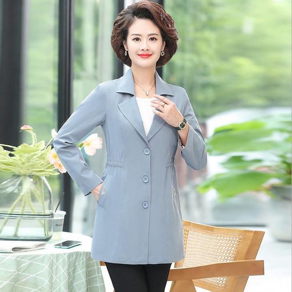 

women's trench coats middle-aged mother spring autumn coat mid-length 2021 plus size solid windbreaker, Tan;black