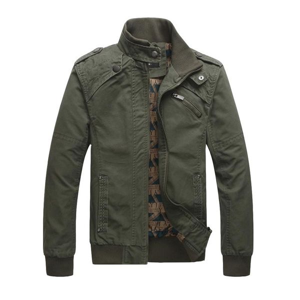 

men's jackets arrival 2021 spring and autumn full zipper washed cotton casual flight bomer with shoulder strap, Black;brown