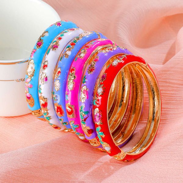 

hand catenary cloisonne small flower with hanfu bracelet ethnic alloy enamel hand women's accessories, Golden;silver