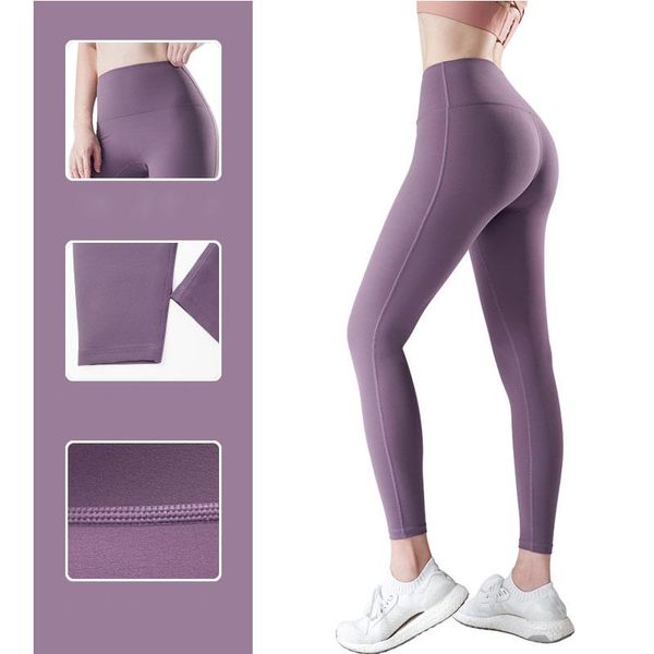 

women's leggings women yoga pants solid high waist fitness gym tights sports seamless trousers slimming workout sportswear pant, Black