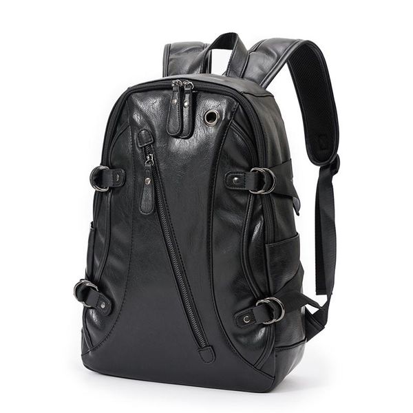

mens backpack leisure youth bag pu leather backpacks large capacity book bags waterproof korean style pack fashion packs