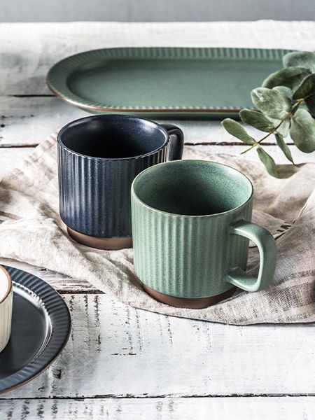 

cups & saucers nordic vintage coffee cup set with handle creative textured european tea porcelain tazas de cafe friends caneca 50